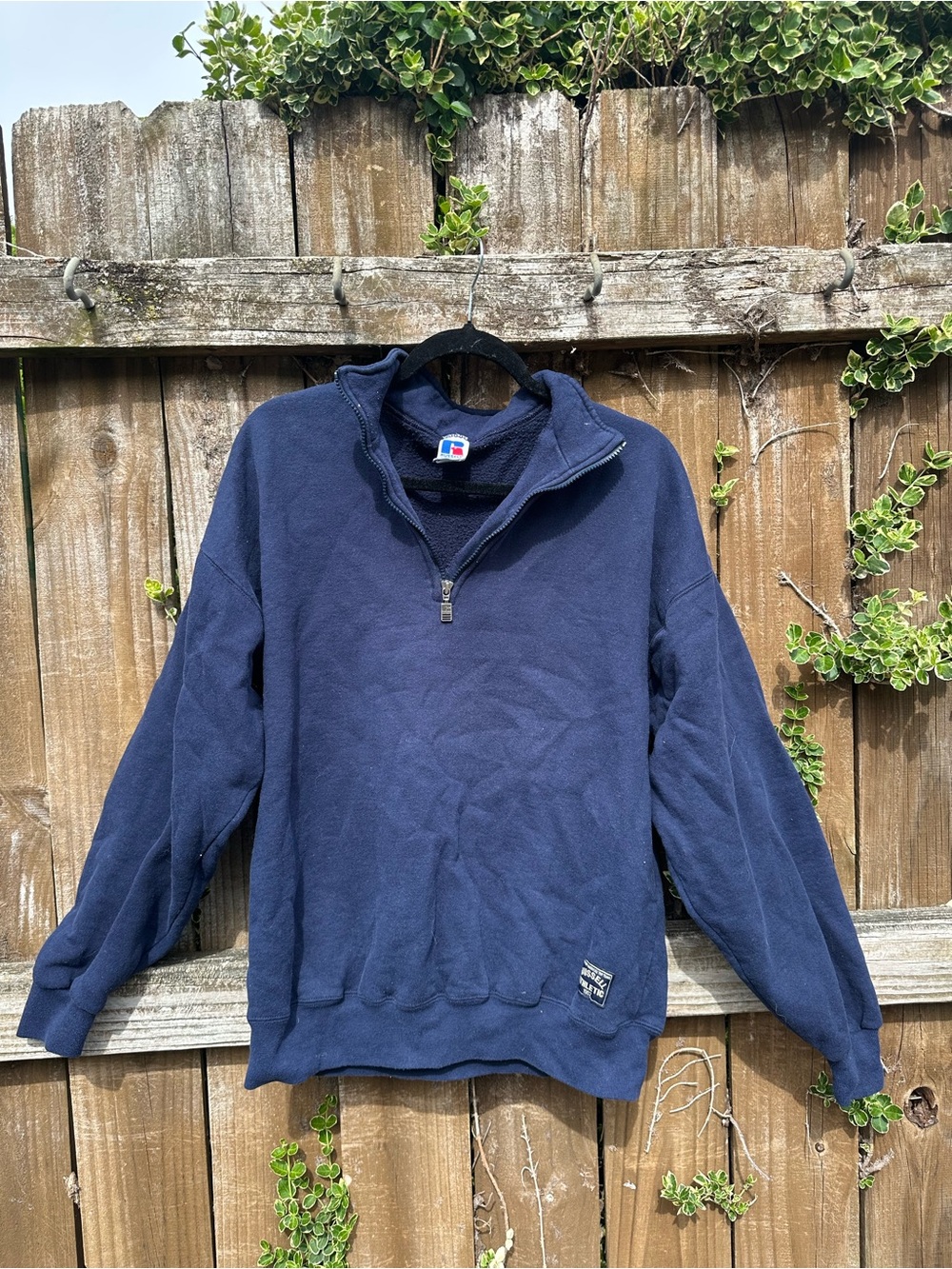 Vintage navy quarter-zip crew